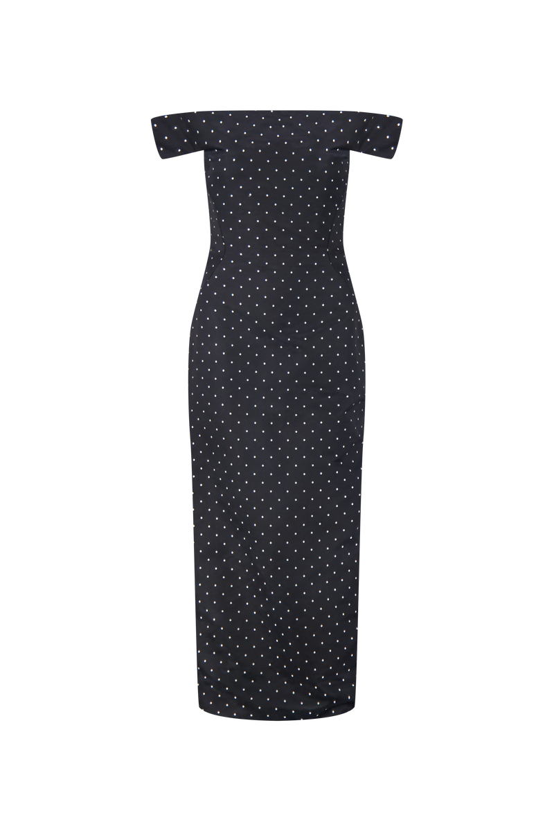 Polka Dot Jacquard Column Dress
