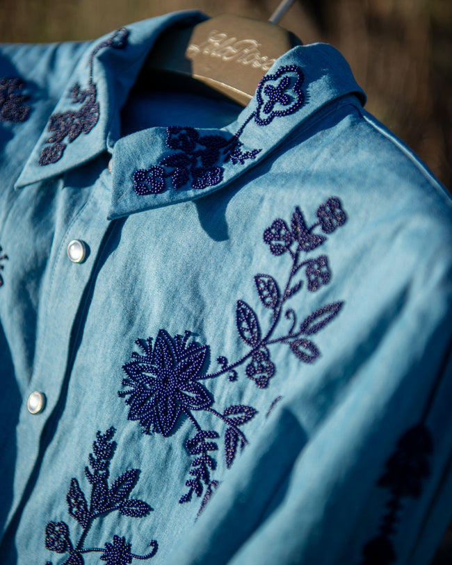 Floral Seed Bead Classic Ranch Shirt
