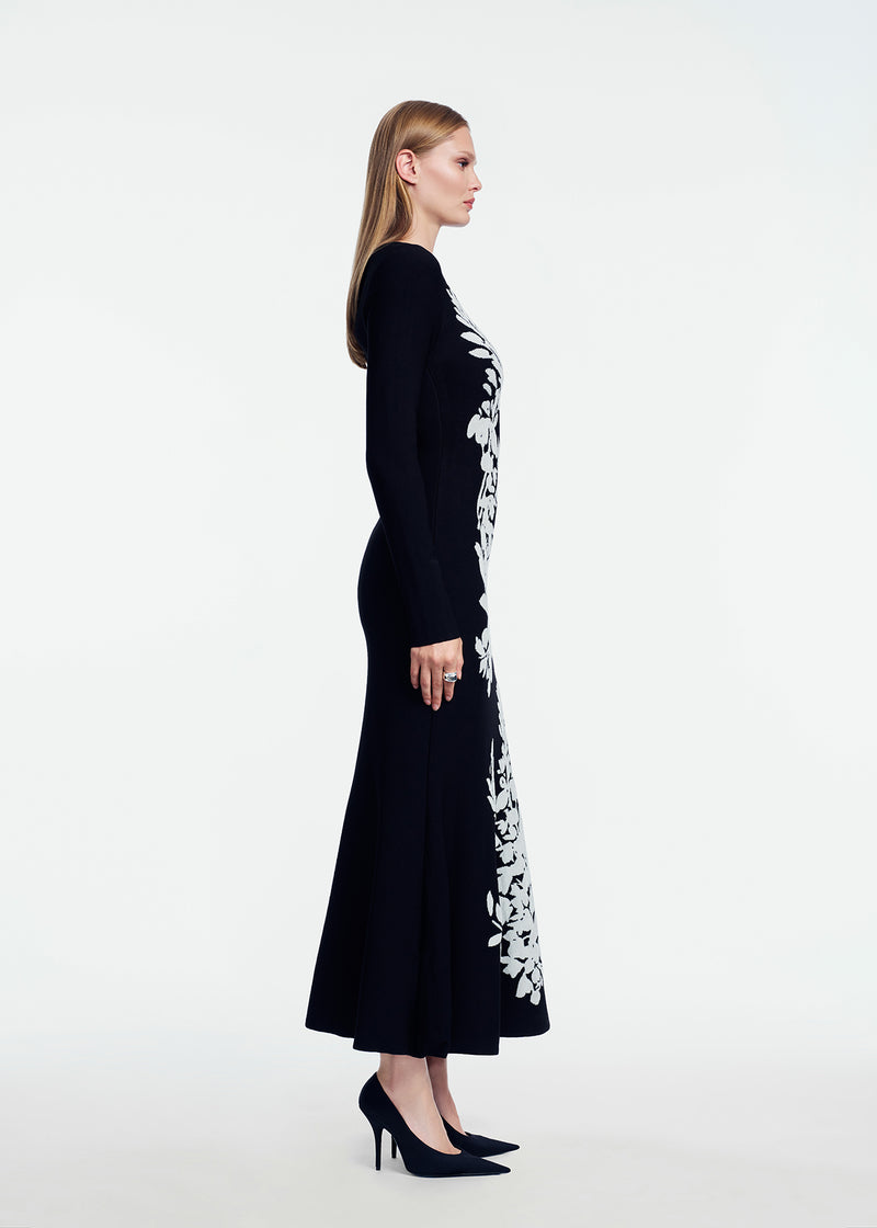 Velvet Jacquard Knit Trumpet Dress