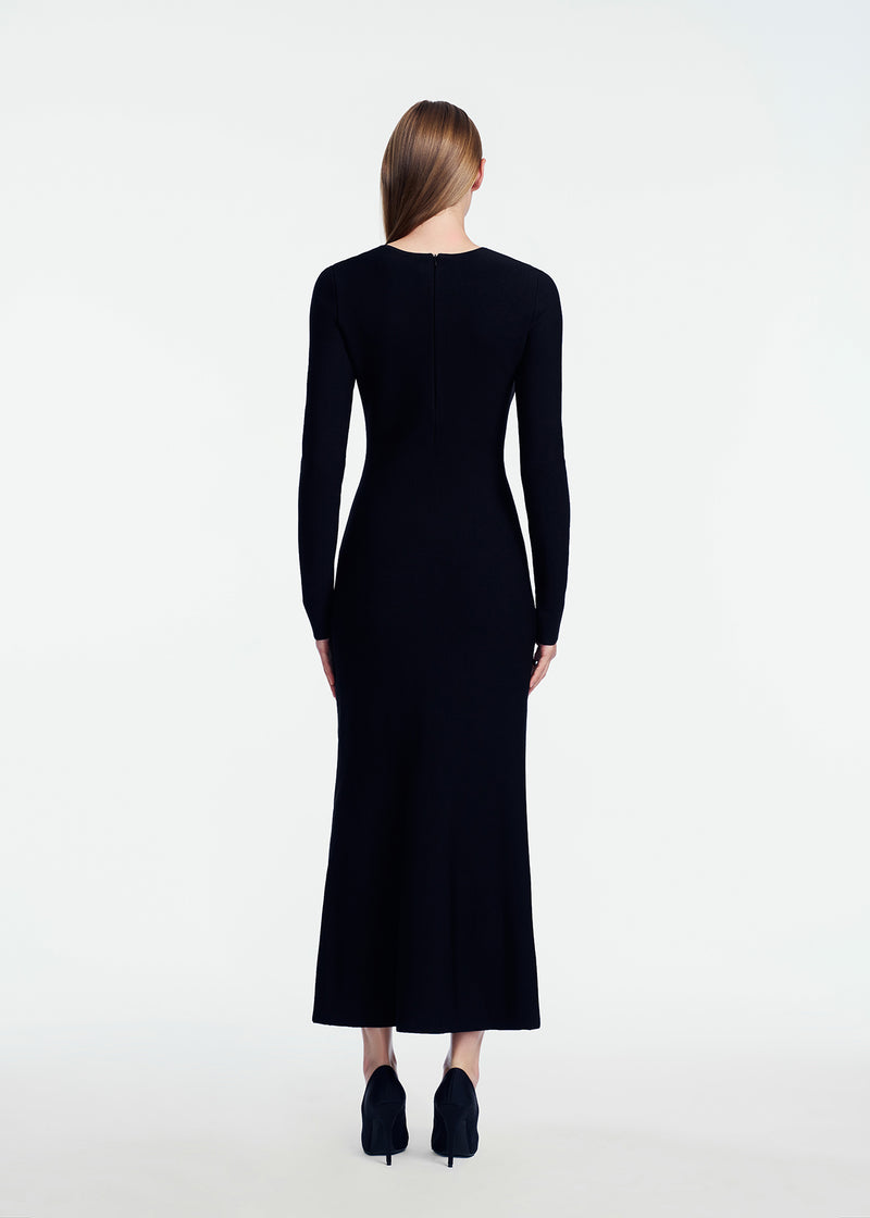 Velvet Jacquard Knit Trumpet Dress