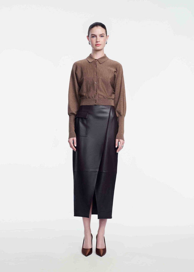 Leather Asymmetrical Pencil Skirt