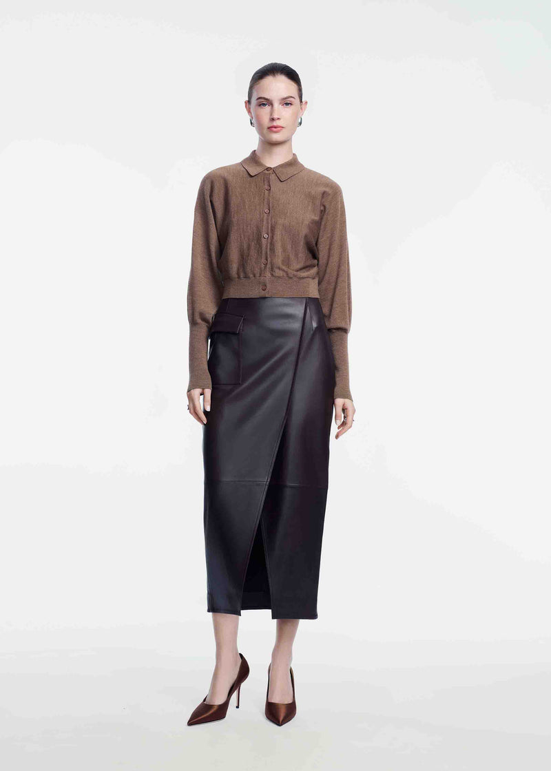Leather Asymmetrical Pencil Skirt