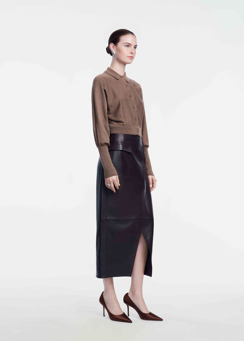 Leather Asymmetrical Pencil Skirt