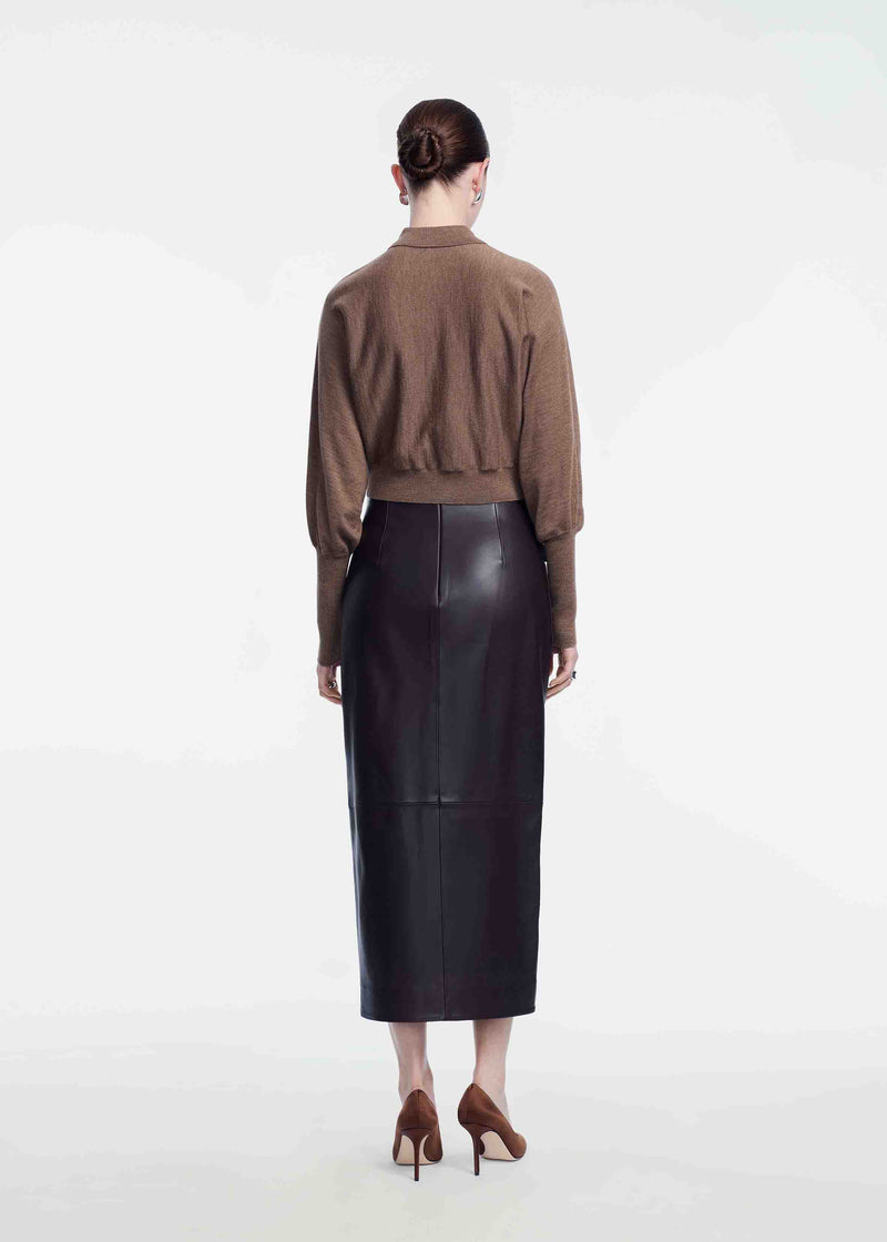 Leather Asymmetrical Pencil Skirt