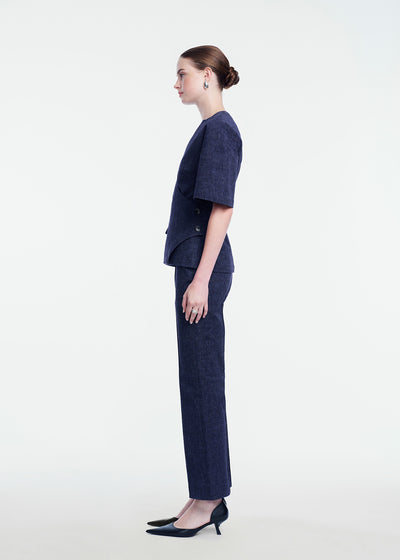 Stretch Denim Wrap Top