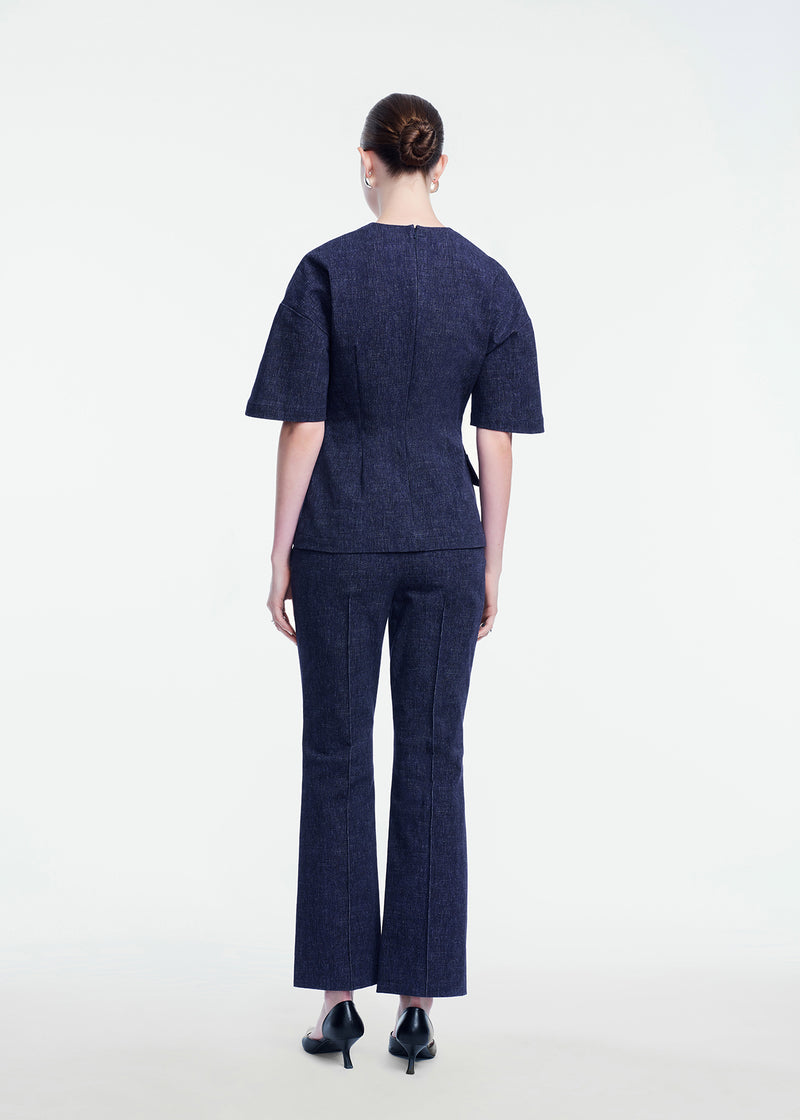 Stretch Denim Wrap Top