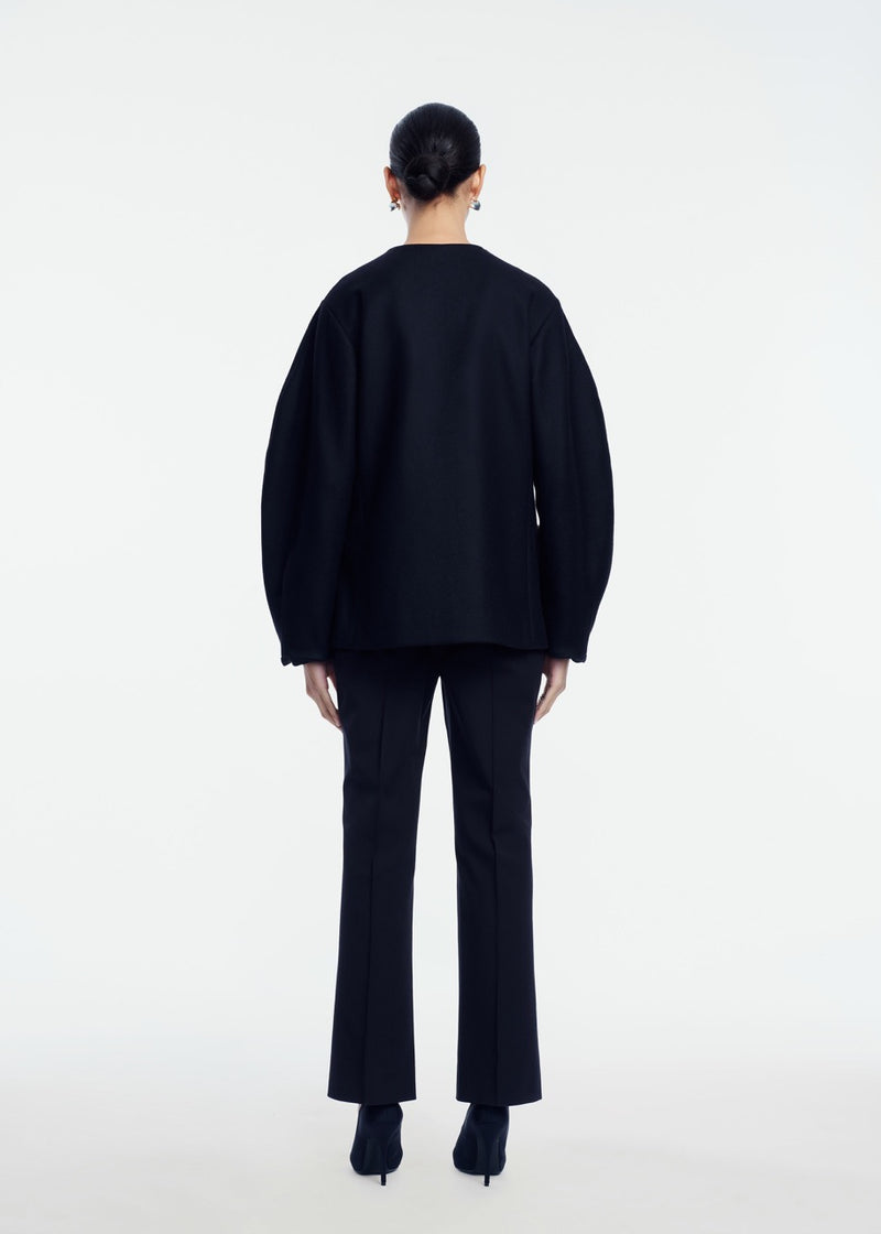 Boiled Wool Shearling Coat