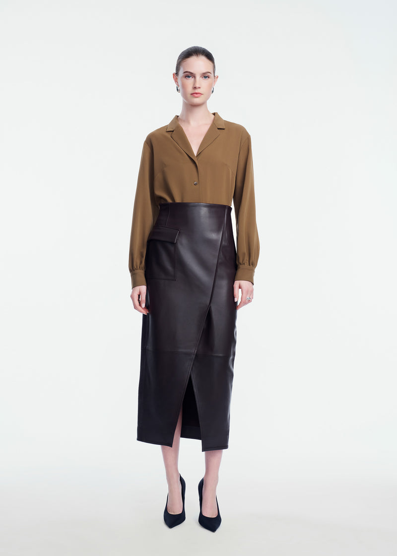 Leather Asymmetrical Pencil Skirt