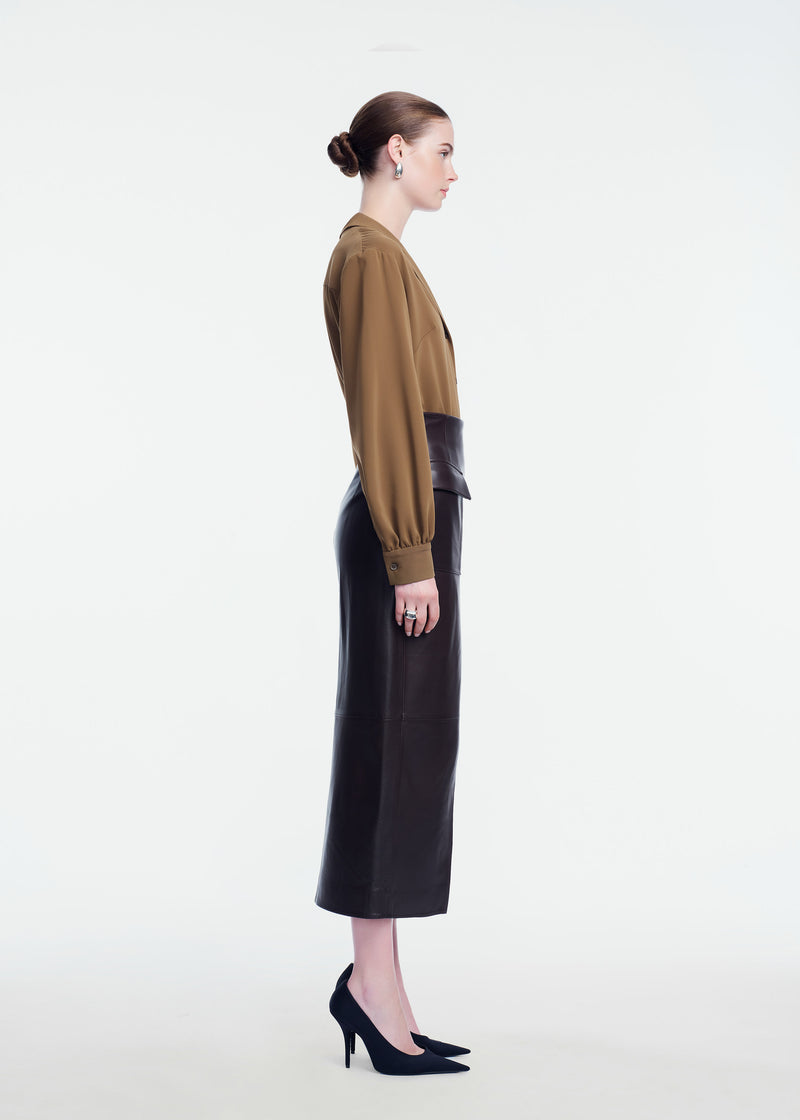 Leather Asymmetrical Pencil Skirt