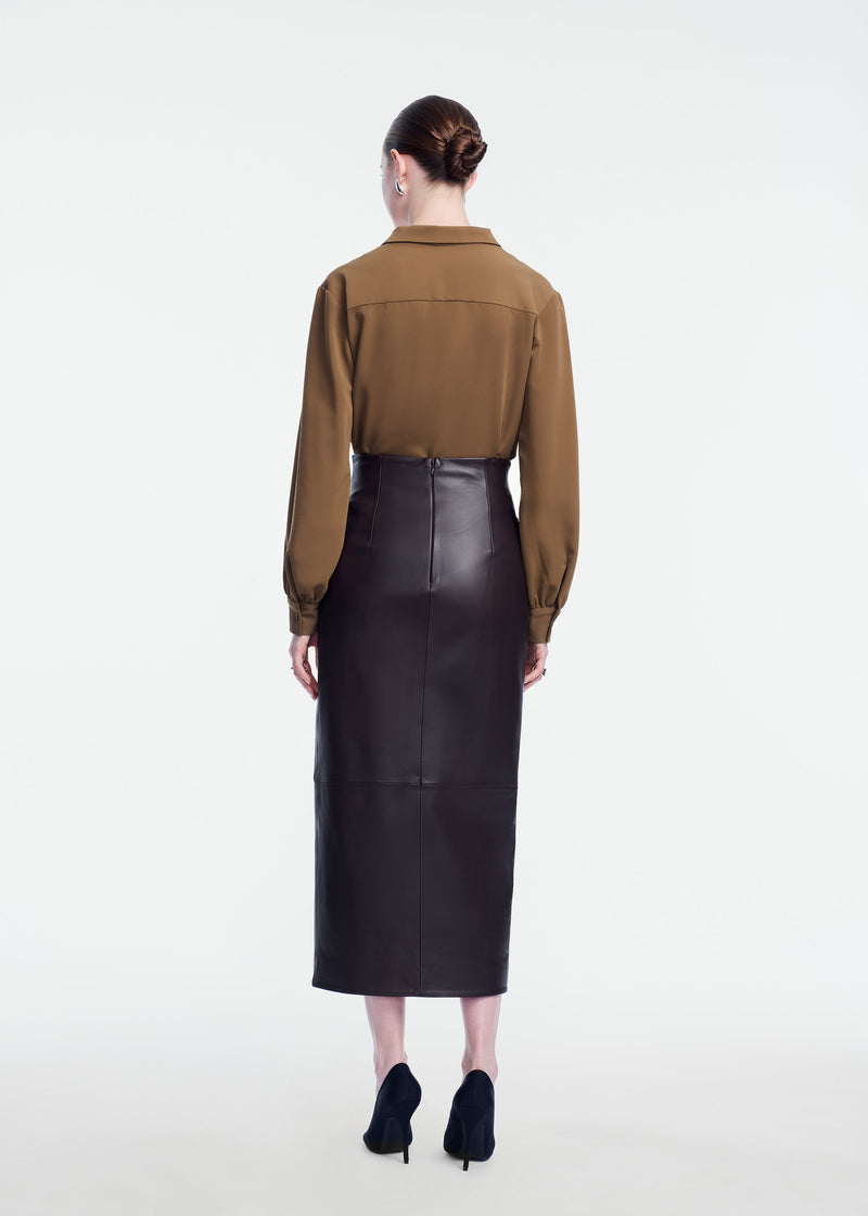 Leather Asymmetrical Pencil Skirt