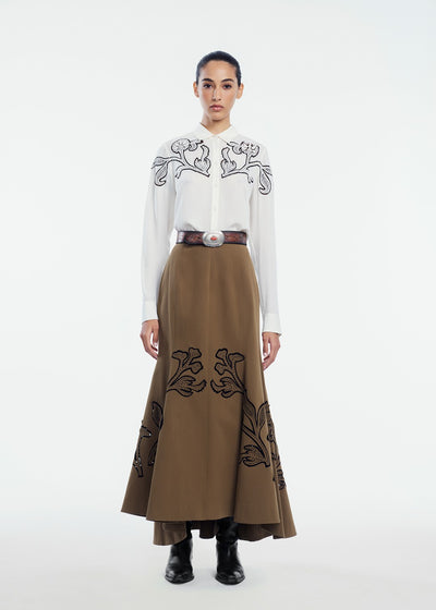 Floral Inlaid Georgette Shirt