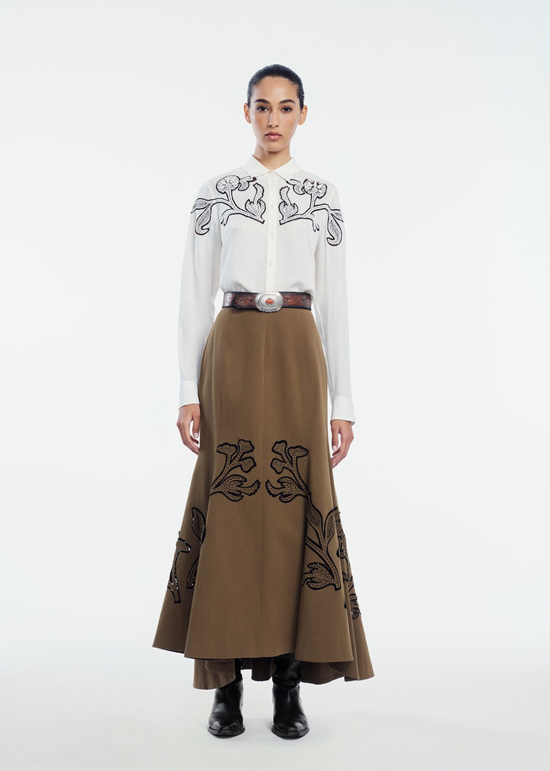 Floral Inlaid Georgette Shirt