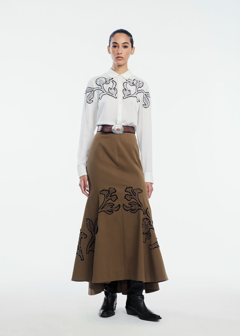 Floral Inlaid Georgette Shirt
