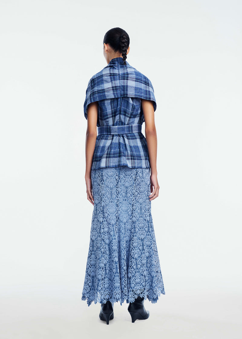 Plaid Linen Fringe Top