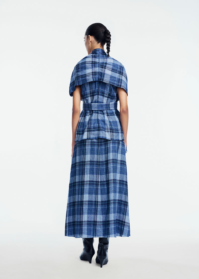 Plaid Linen Fringe Skirt