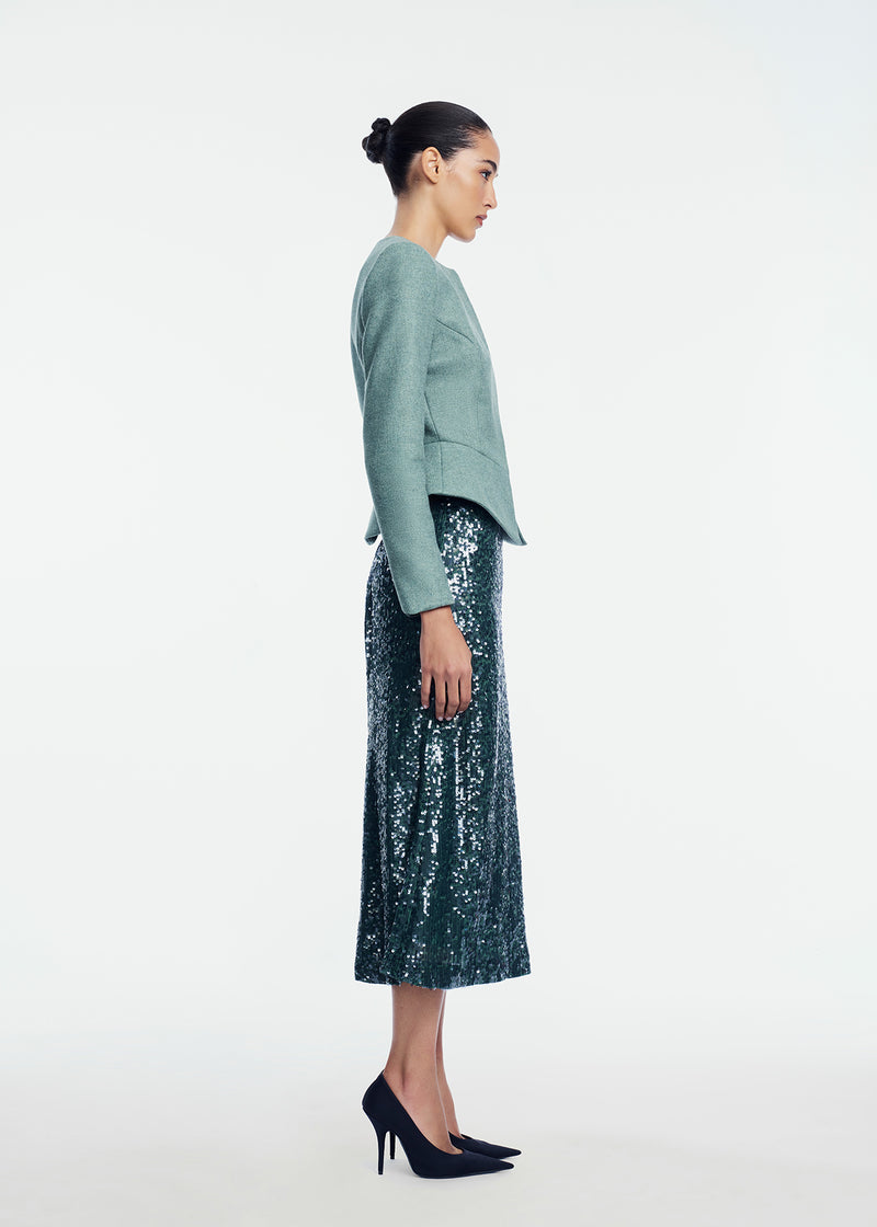 Boiled Wool Peplum Jacket