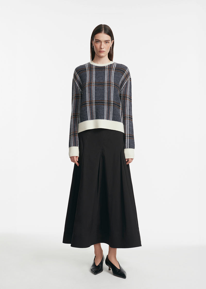Plaid Jacquard Knit Pullover