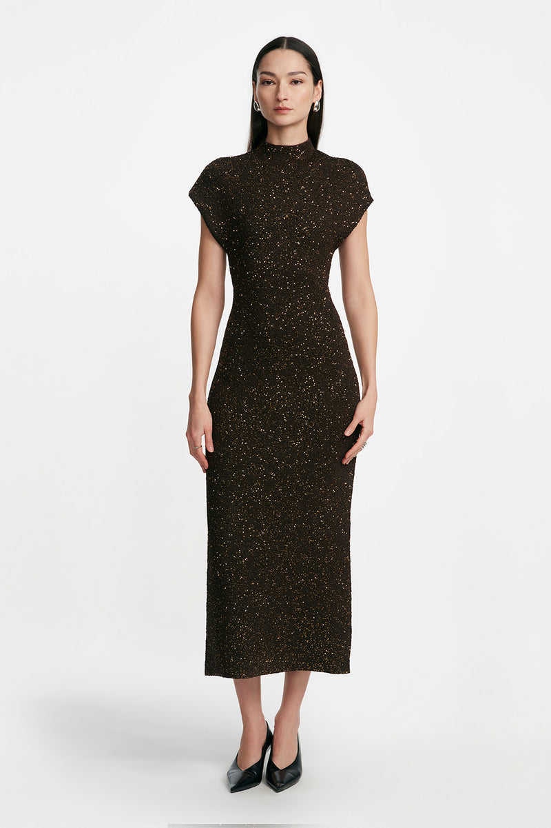 Sequin Knit Mock Neck Dress Lela Rose Sequin Knit Mock Neck Dress Lela Rose