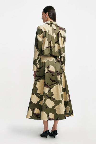 Floral Velvet Cropped Tucked Jacket