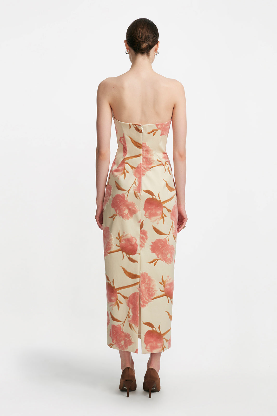 Floral Velvet Draped Bust Sheath