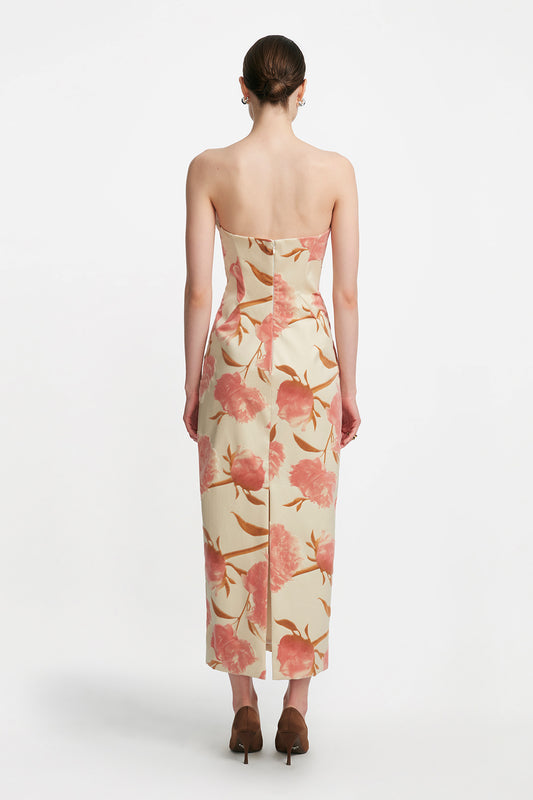Floral Velvet Draped Bust Sheath