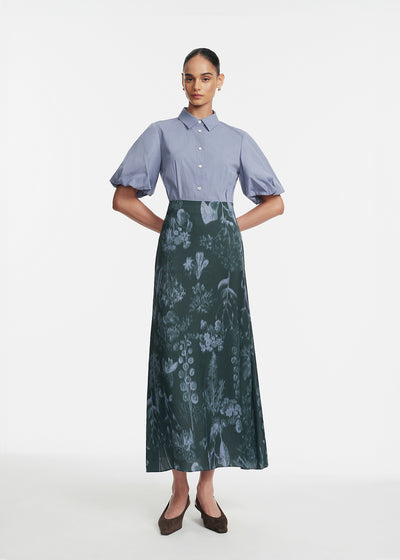 Floral Satin A-Line Skirt