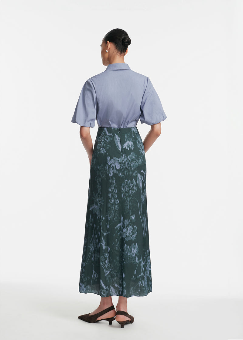 Floral Satin A-Line Skirt