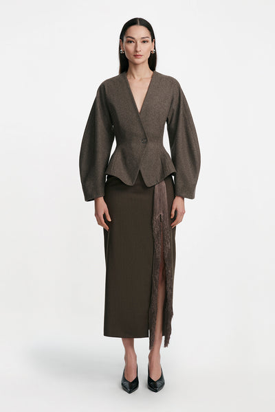 Boiled Wool Coating Peplum Jacket
