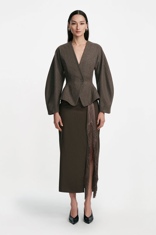 Boiled Wool Coating Peplum Jacket
