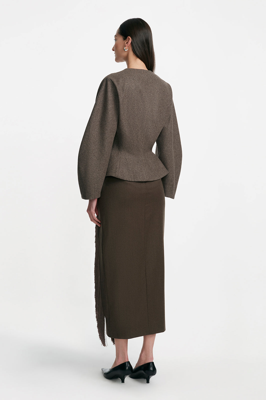 Boiled Wool Coating Peplum Jacket