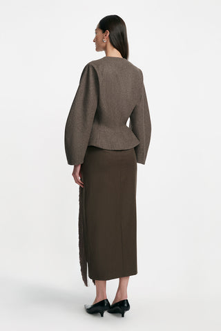Boiled Wool Coating Peplum Jacket