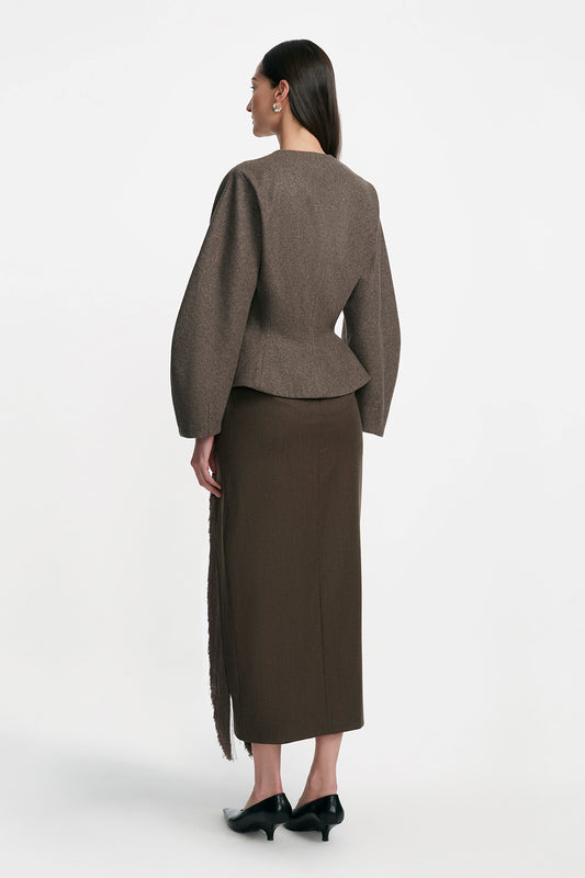 Boiled Wool Coating Peplum Jacket