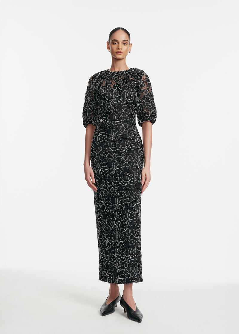 Lela Rose Floral Lace Naomi Dress - Black Lela Rose Floral Lace Naomi Dress - Black