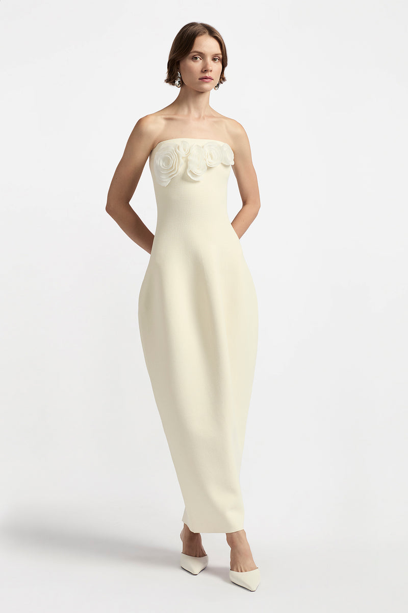 Rose Detail Knit Strapless Bubble Dress – Lela Rose Rose Detail Knit Strapless Bubble Dress – Lela Rose