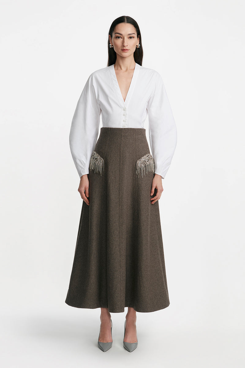 Boiled Wool Coating Seamed Skirt