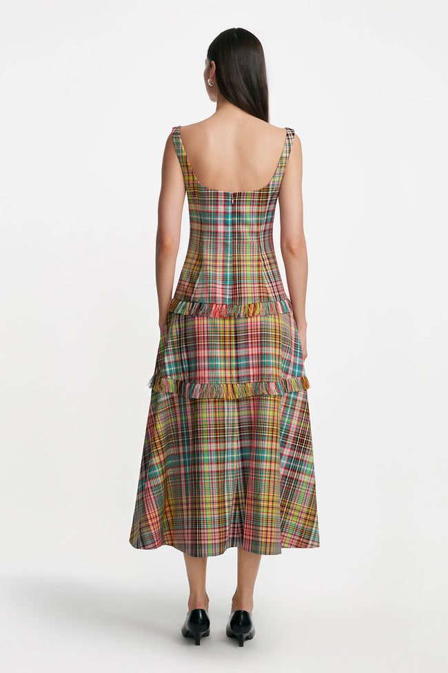 Handloomed Plaid Full Skirt Dress