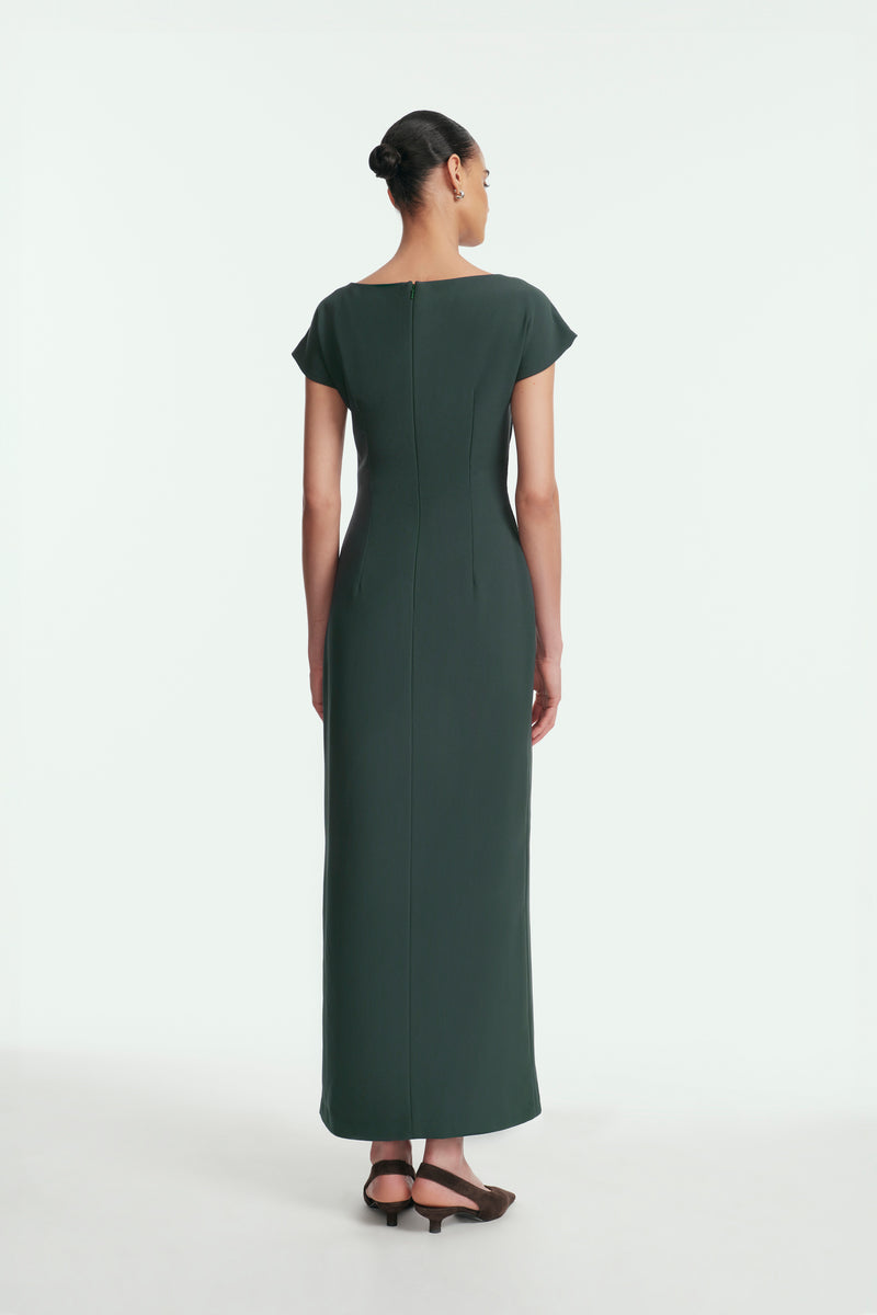 Fluid Crepe Cascade Dress