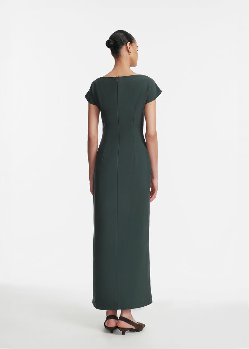 Fluid Crepe Cascade Dress