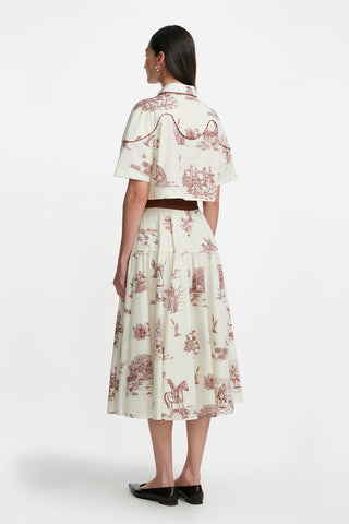 Reyrosa Cotton Leather Belted Skirt