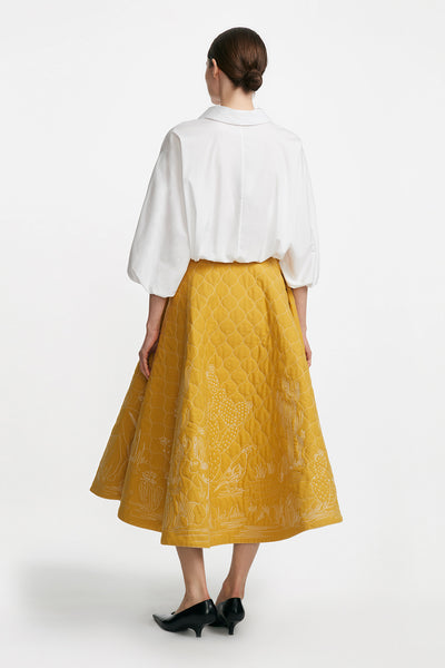 Cotton Twill Desert Embroidered Quilted Skirt