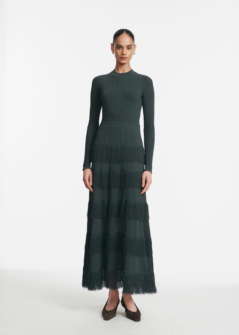 Fringe Detail Knit Piper Dress