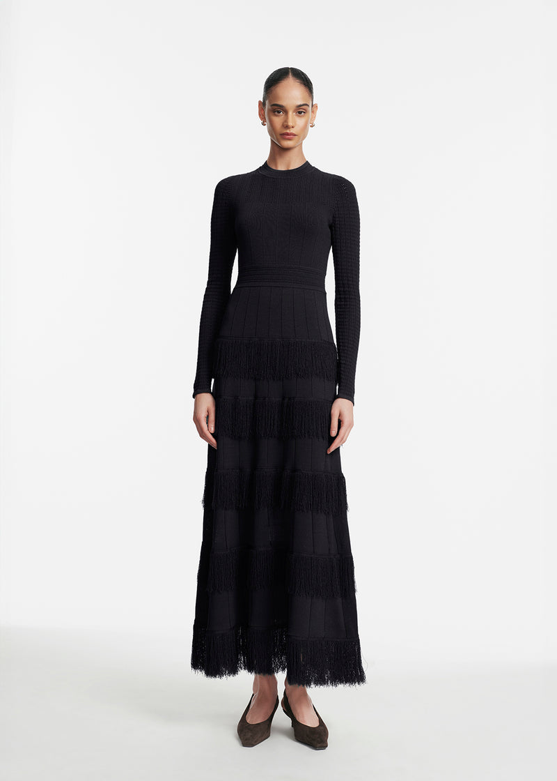 Fringe Detail Knit Piper Dress