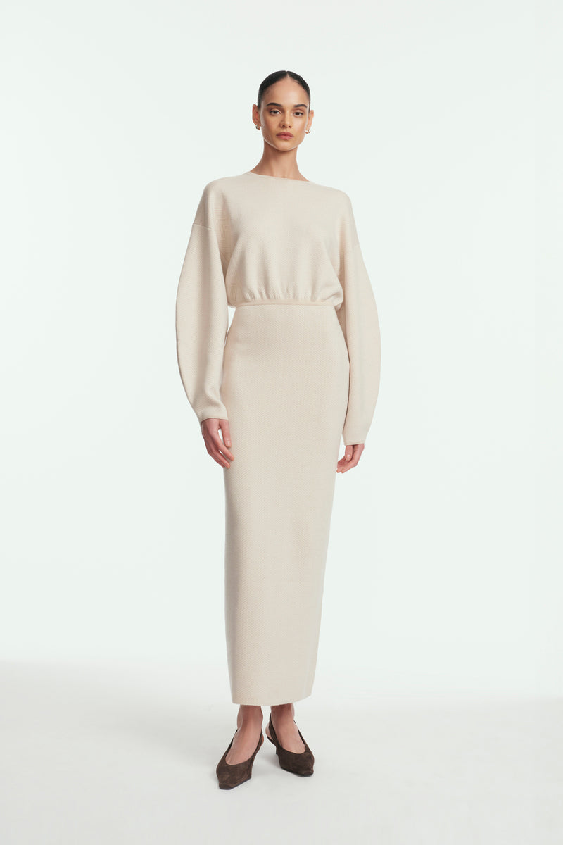 Herringbone Jacquard Knit Dolman Dress