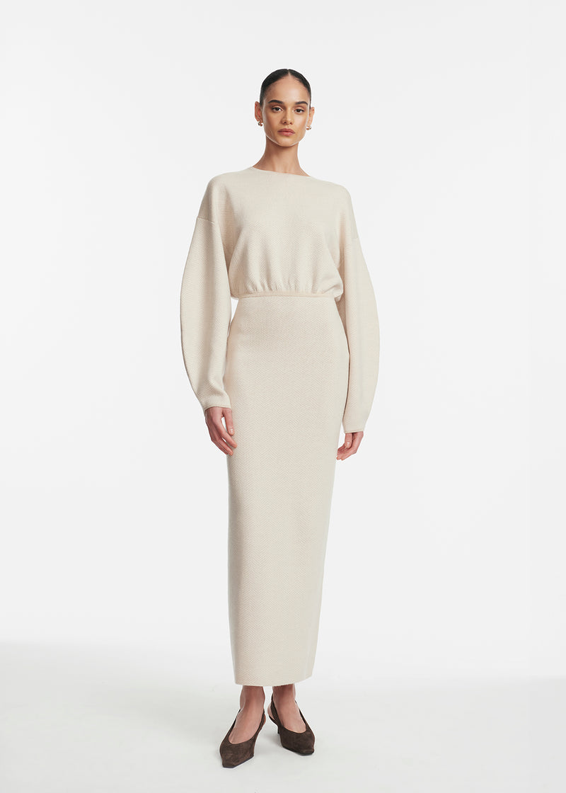 Herringbone Jacquard Knit Dolman Dress