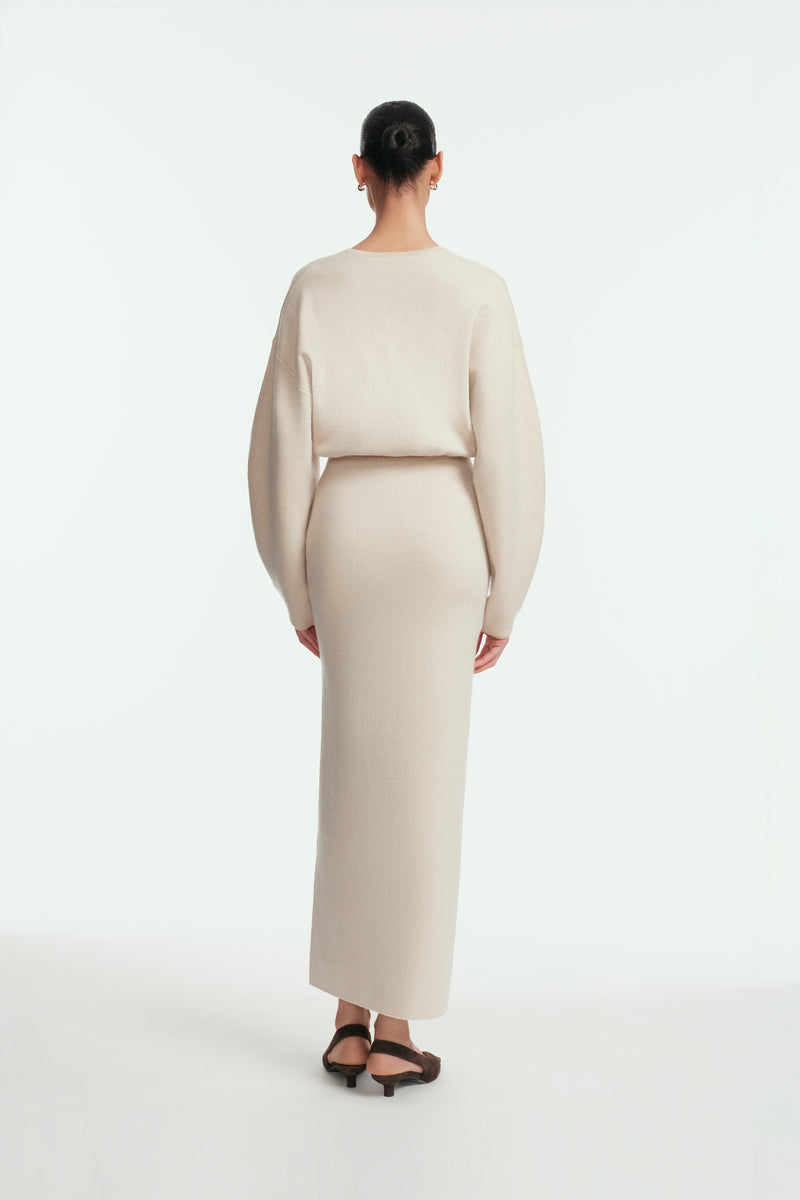 Herringbone Jacquard Knit Dolman Dress