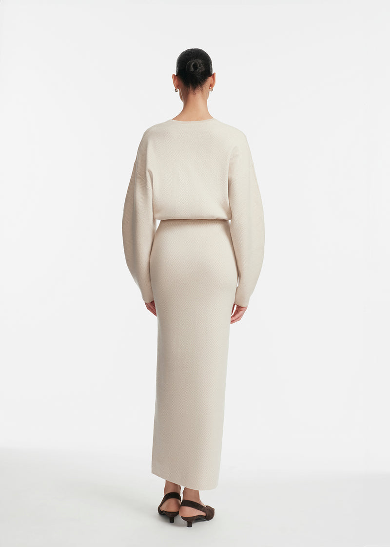 Herringbone Jacquard Knit Dolman Dress