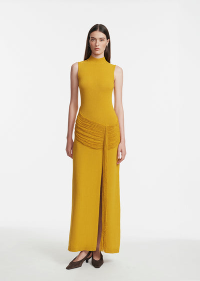 Fringe Detail Knit Mock Neck Dress