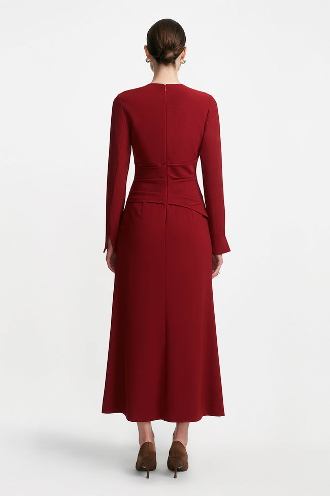 Floral Embroidery Long Sleeve Tie Waist Dress