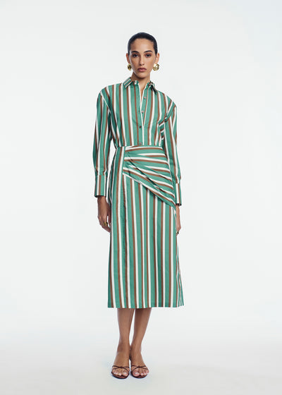 Striped Cotton Asymmetrical Skirt