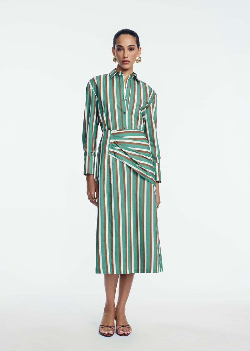 Striped Cotton Asymmetrical Skirt